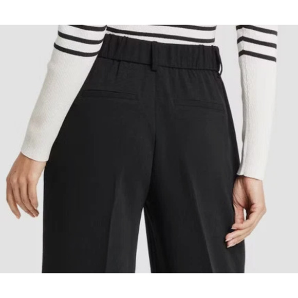 High-Rise Pleated Front Straight Trousers Sz 4 NWT Black Crepe- A New Day - Picture 4 of 9